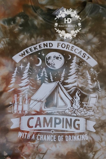 Camping Weekend Forecast Tie-Dyed T-Shirt